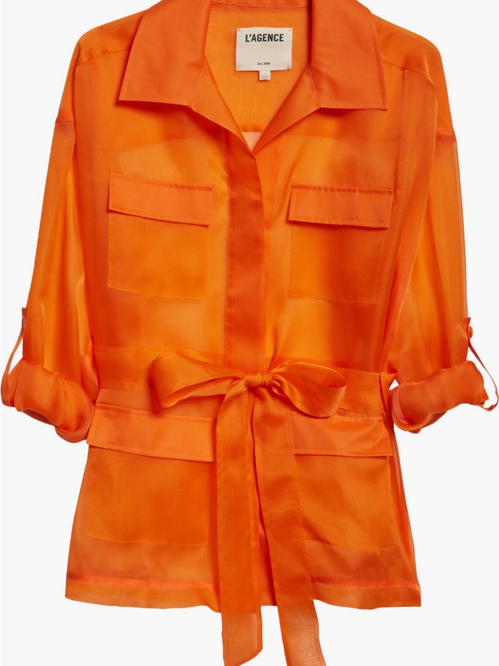L'AGENCE Colson Organza Silk Tie-Waist Jacket